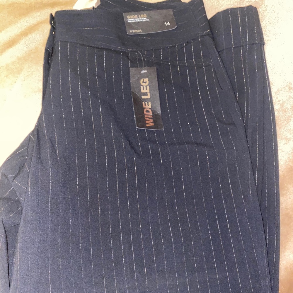 🖤NWT Wide Leg blk striped dress pants Average14🖤